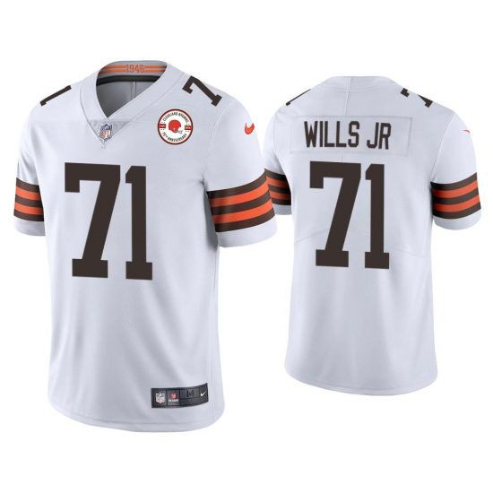 Men Cleveland Browns #71 Jedrick Wills Jr Nike White 75th Anniversary Limited NFL Jersey